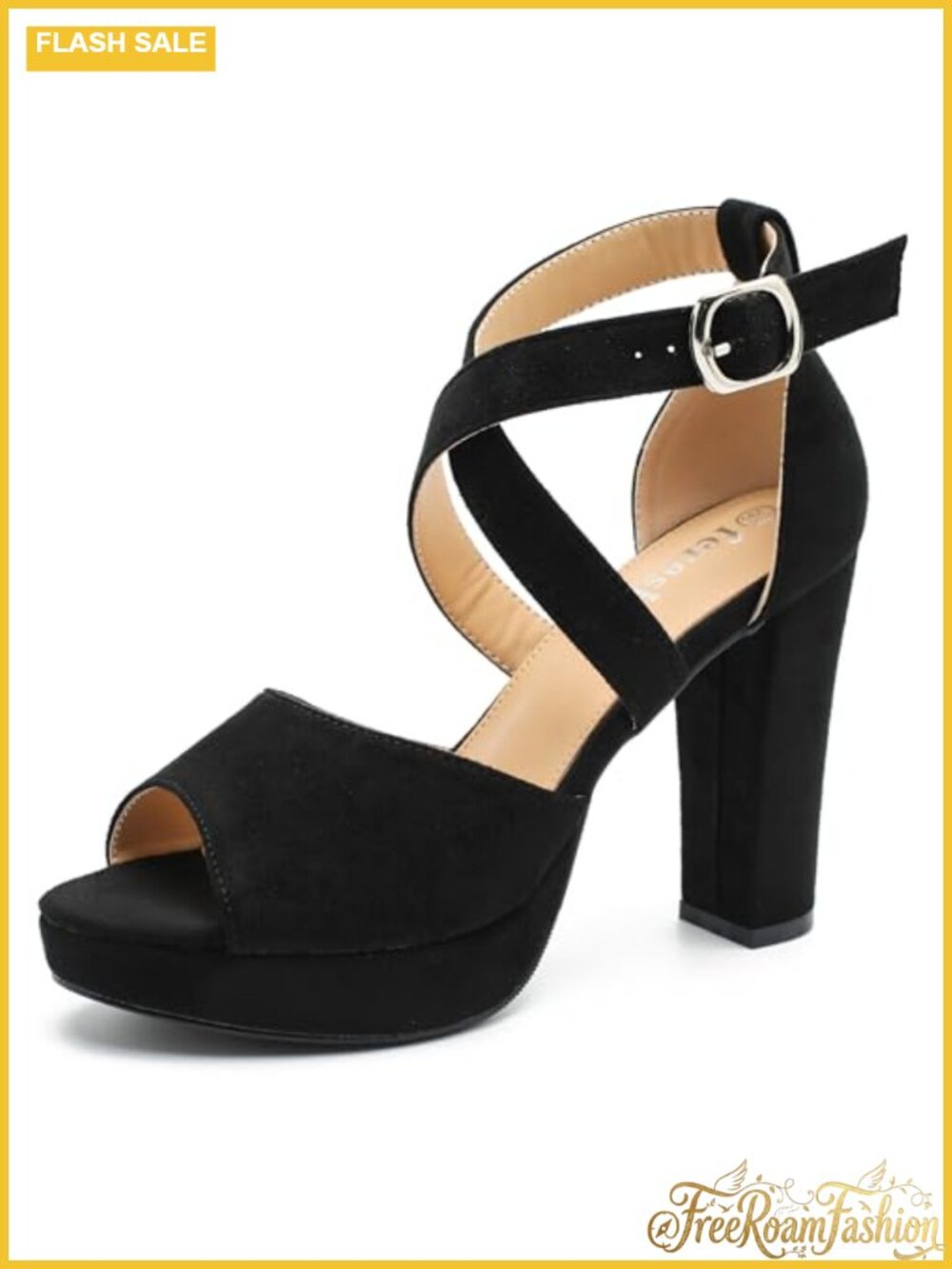 Women's Platform Block Heel Sandals 3.94 Inch Crisscross Ankle Strap Open Toe